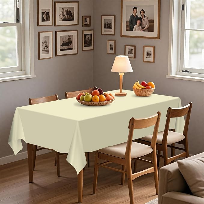54IN X 160FT Plastic Table Cover Roll with Cutter Box, Cut to Size Plastic Table Cloths for Parties, Birthday, (Beige, 54"x1920") - Image 8