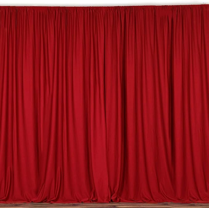 Polyester Poplin Backdrop Drape Curtain Panel with 4" Rod Pocket (Red, 10 Feet Wide x 9 Feet High Seamless) by Unknown