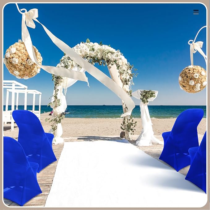 Newwiee 100 Pcs Spandex Chair Covers Bulk - Stretch Folding Flat Front Fitted Universal Chair Protector Pack Removable Washable for Wedding Party Dining Banquet Event (Blue) - Image 7