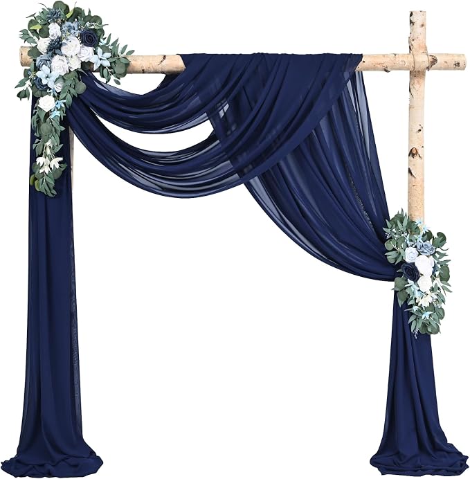 Showgeous Wedding Arch Draping Fabric Navy Blue Chiffon Fabric Drapes - Image 9