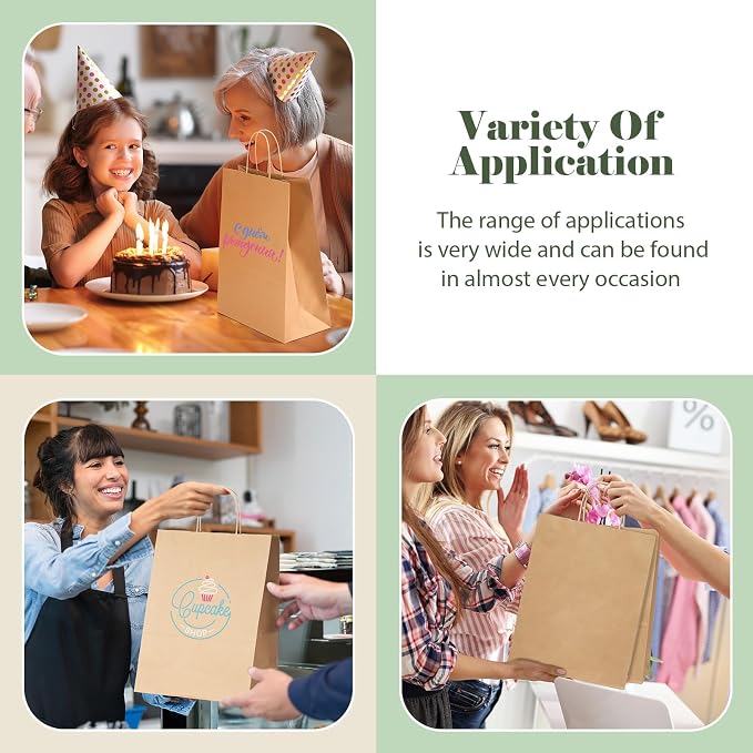 GSSUSA Brown Kraft Paper Gift Bag with Handles, 10x5x13 Bulk Shopping Grocery Paper Bags 200 Pcs, Party Favor Retail Small Business Packaging Mother's Day Merchandise Boutique Wedding Baby Shower - Image 9
