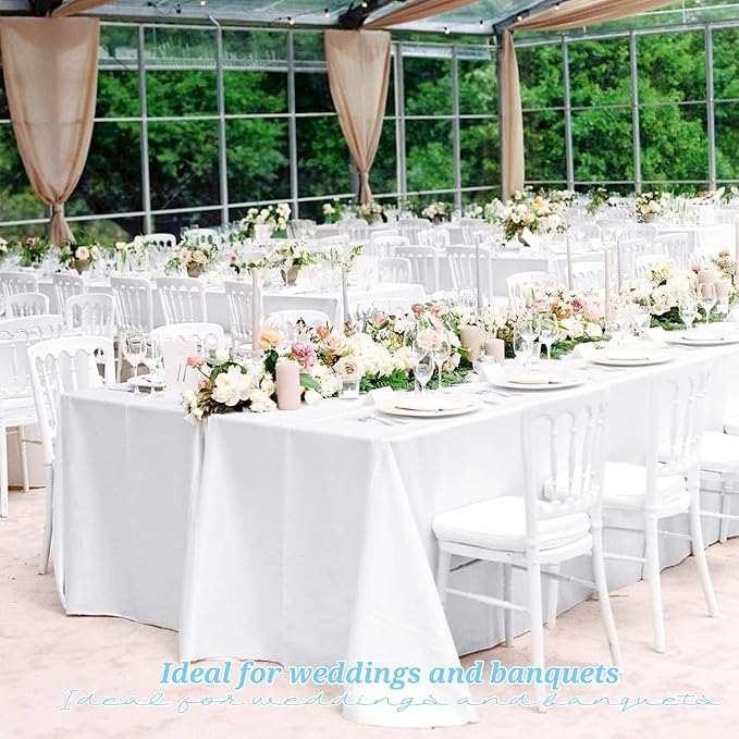 4 Pack White Tablecloths for 6ft Tables-60 x 102 Inch | Polyester Table Cover, Stain and Wrinkle Resistant Washable Fabric Table Cloth, Perfect for Wedding Banquet Parties - Image 8