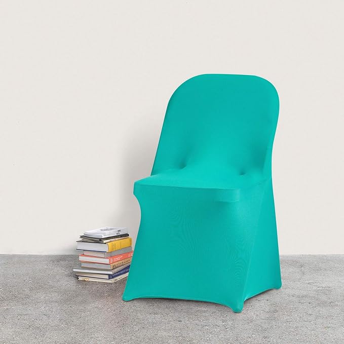 Peomeise Stretch Spandex Folding Chair Cover for Wedding Party Dining Banquet Event (Turquoise,6pcs) - Image 7