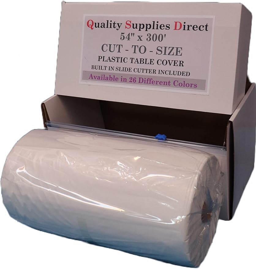 QSD White Premium Banquet Tablecloth Roll 54" x 300' Feet Long with Built in Slide Cutter (26 Colors) Quality Supplies Direct (Extra Large Roll) - Image 7
