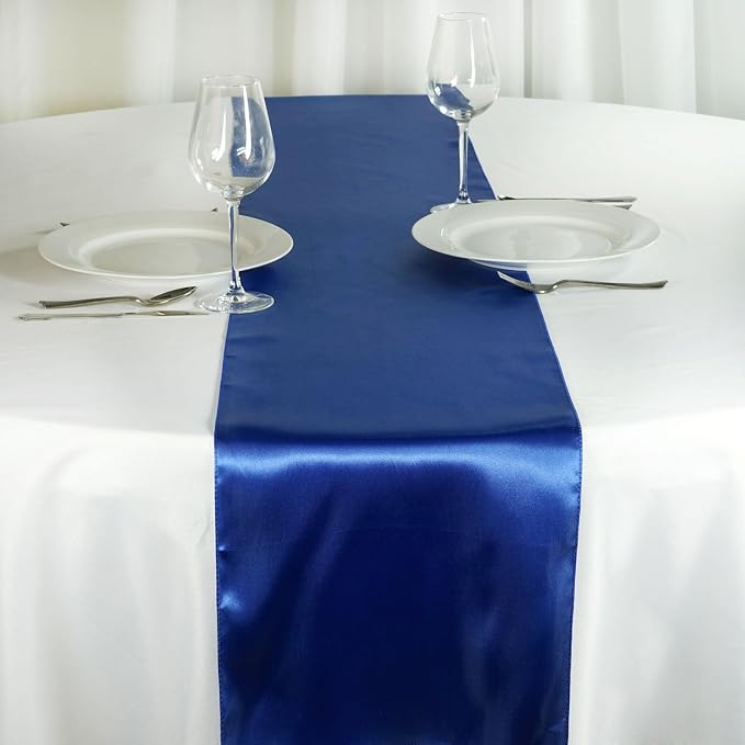 20 pcs 12 x 108 inch Royal Blue Satin Table Runners Wedding Table Top Party Supplies Reception Linens Decorations - Image 4
