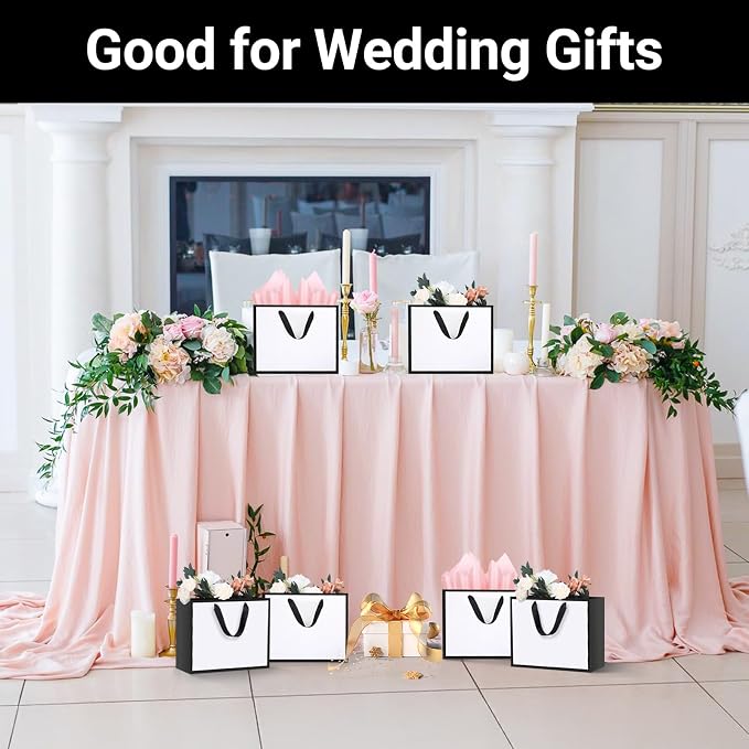 EUSOAR Small Paper Bags 12pcs 8.6"x3.9"x7" Thank You Retail Shopping & Party Favors Grocery & Gift Wrap Bags Bulk Wedding & Birthday Party & Craft Bags-White/Black - Image 7