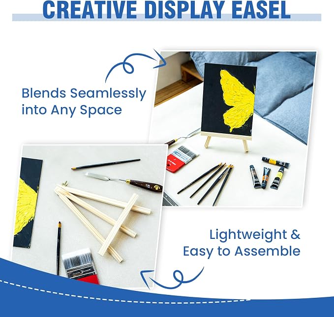 Falling in Art 12 Pack 10 Inch Mini Wooden Display Easels | Tripod Painting Easel Stand, Portable Art Canvas Holder for Photos, Prints and Signs - Image 7