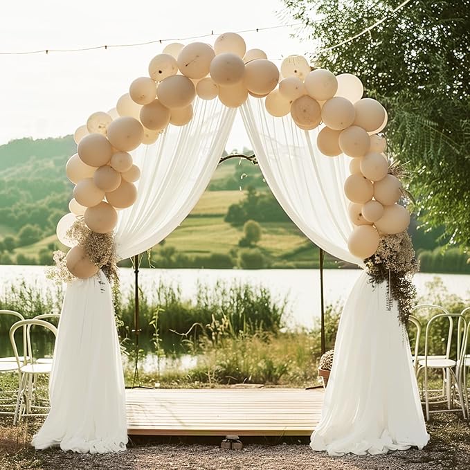 Wokceer Ivory Wedding Arch Draping Fabric Backdrop Drapes Sheer 2 Panels - Image 7