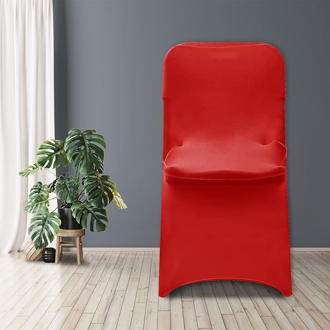 bricia 20 PCS Red Stretch Spandex Folding Chair Slipcovers, Dining Room Chair Covers Stretch Chair Slipcovers Protector for Wedding, Banquet, and Party - Image 7