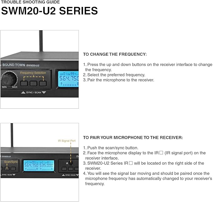 Sound Town 200-Channel Professional UHF Wireless Microphone System with 2 Handheld Microphones, for Church, Business Meeting, Outdoor Wedding and Karaoke