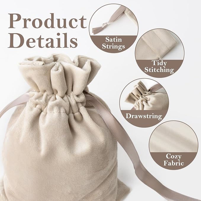 TOPTIE 50 PCS Custom Ultra Soft Velvet Gift Bags Drawstring Favors Bags | Personalized wedding pouches 4.3x6 inches, for parties & events - Image 5