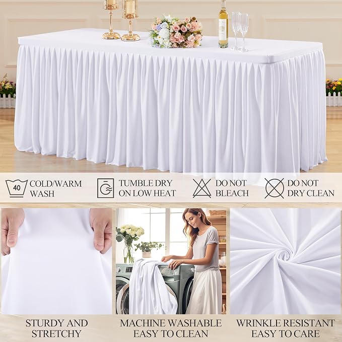Shillance 2 Pack White Table Clothes for 4 Foot Rectangle Tables, Premium Polyester Rectangle Tablecloth Wrinkle Resistant Washable Table Cover for Wedding, Party, Dining,Banquet,Buffet Tables - Image 8