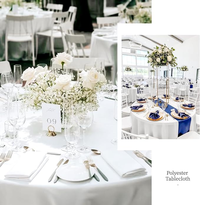 6 Pack White Table Cloth 90 Inch Round Tablecloth | Waterproof Polyester Table Cloth for Round Tables, Stain and Wrinkle Resistant Washable Fabric for Party Dining Wedding - Image 7