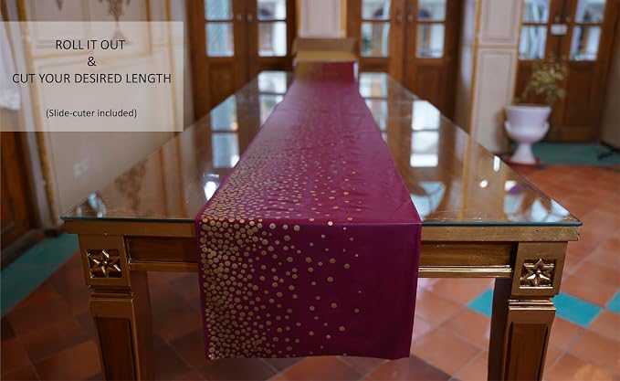 Neatiffy Disposable Plastic Table Cloth Roll with Slide Cutter | Waterproof Cover for Rectangle, Square, Oval Tables | Picnic, Party, Banquet, Birthdays, Weddings - Burgundy Gold Dots - Image 8