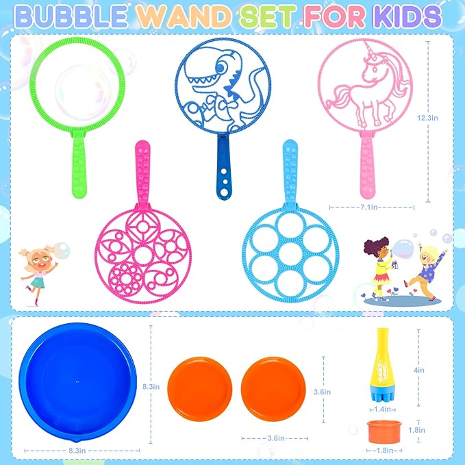 27 Pcs Big Bubble Wands Toys Set, Giant Bubble Wands with Tray for Kids Summer Outdoor Toys Bubbles Party Favors Bubbles Maker Bulk for Kids Toddlers Boys Girls Age 3 4 5 6 7 8+