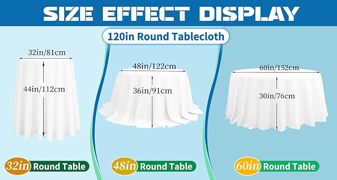 fani 8 Packs Black Round Tablecloth - 120 Inch, Polyester | Table Cloth for Round Tables, Washable Fabric, TableCovers for Wedding, Party, Banquet, Dining Tables, Camping - Image 9