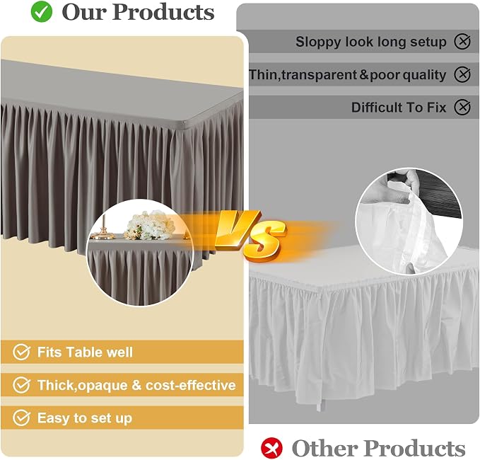 Shillance 2 Pack Greige Table Clothes for 4 Foot Rectangle Tables, Premium Polyester Rectangle Tablecloth Wrinkle Resistant Washable Table Cover for Wedding, Party, Dining,Banquet,Buffet Tables - Image 7