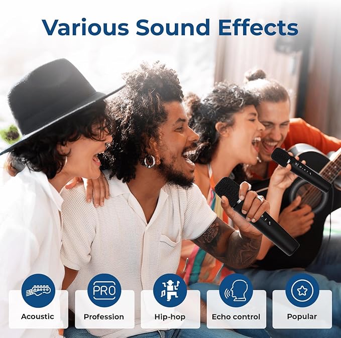 100W Powerful Voice Amplifier with 2 Wireless Microphones, Big Pro Sound Portable Speaker with Microphone, Bluetooth Speaker PA System Karaoke Machine Support BT/USB/TF Card/Aux/Guitar S99