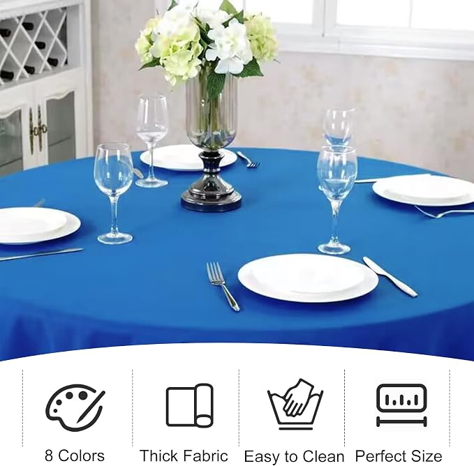 4 Pack Round Tablecloth 70 Inch Polyester Blue Tablecloths for Round Tables Washable Fabric Table Covers for Wedding Dining Table Buffet Parties Banquet(Blue) - Image 7