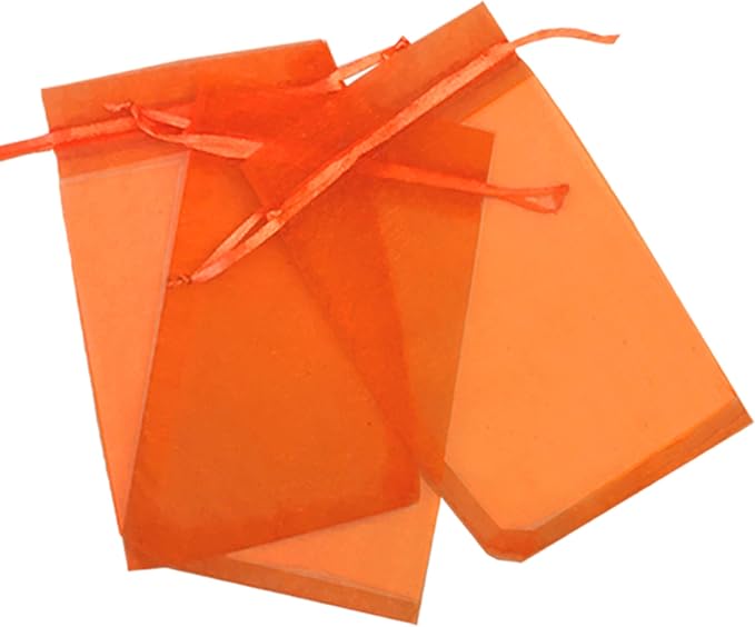 50 Pcs Orange 4x6 Sheer Drawstring Organza Bags - Jewelry Pouches, Wedding Party Favor, Gift Bags - Kyezi Design and Craft by Kyezi+Design+and+Craft