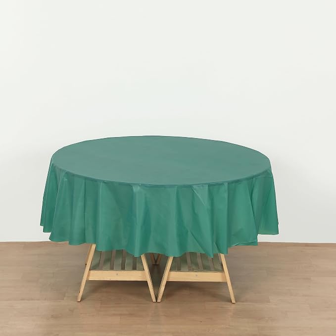 Evershine 24 Pack 84" Hunter Green Round Heavy Duty Plastic Table Covers Tablecloth (Reusable) (Round 84", Hunter Green) - Image 6