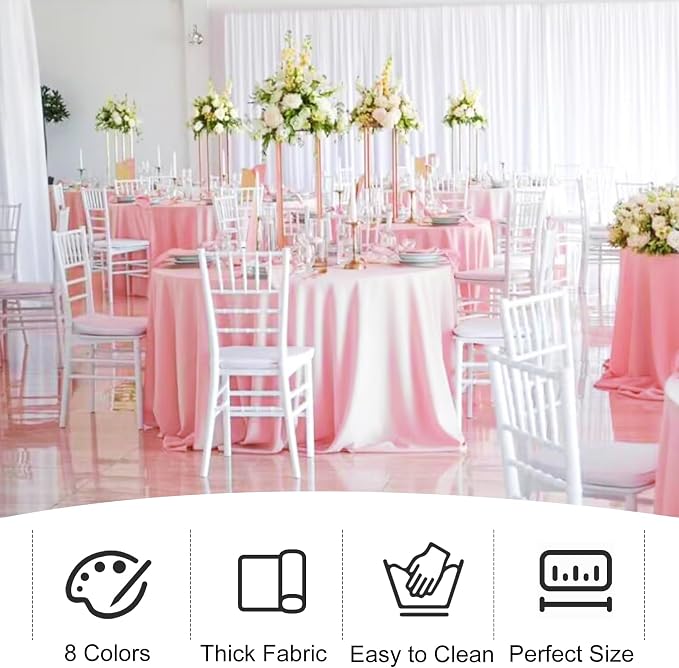 4 Pack 70 Inch Pink Polyester Round Table Cloth Washable Decorative Fabric Table Covers for Wedding Dining Table Buffet Parties Banquet Decor - Image 7