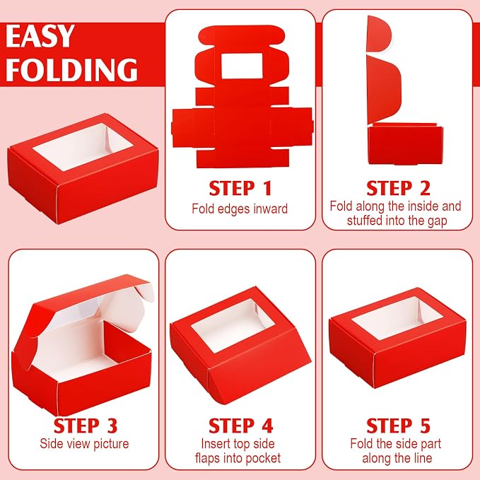 Zonon 60 Pcs Soap Boxes for Homemade Packaging, Mini Kraft Boxes with Window for Bakery Candy Soap Making Gift Packaging, 3.7x2.6x1.4 Inch (Red) - Image 7