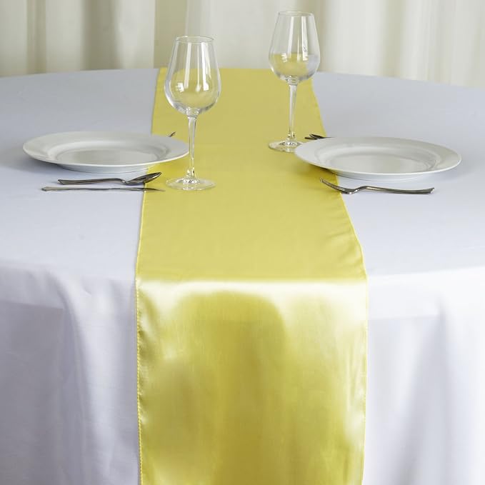 10 pcs 12 x 108 inch Yellow Satin Table Runners Wedding Table Top Party Supplies Reception Linens Decorations - Image 4