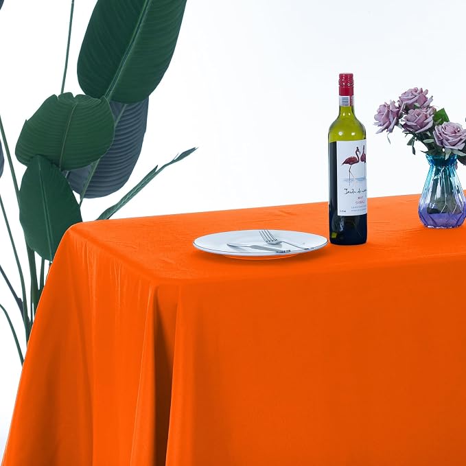 Ascoza 2pack 90x156 Inch Orange Rectangular Tablecloth 8 Feet Table Cloth in Polyester Fabric for Wedding/Banquet/Restaurant/Parties - Image 7