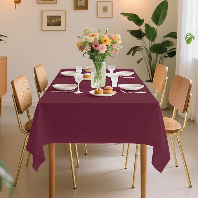 54 Inch X 300 Feet Plastic Table Cover Roll Premium Disposable Plastic Tablecloth for All Type/Shape Tables | Picnic, Party, Banquet, Birthdays, Weddings (Burgundy, 54 Inch X 300 Feet) - Image 6