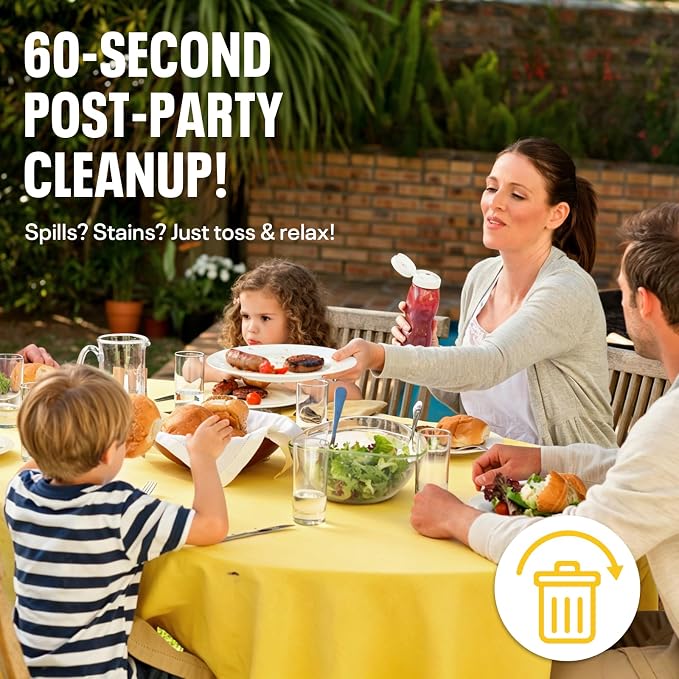 54IN X 600FT Plastic Table Cover Roll with Cutter Box, Cut to Size Plastic Table Cloths for Parties, Birthday, (Yellow, 54"x7680") - Image 8