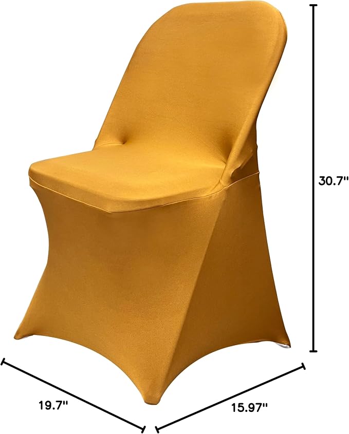 HAINARverS Folding Chair Covers for Wedding, 10pcs Gold | Stretch Spandex Washable Fabric Chair cover, Decoration Chair Cover for Wedding, Party, Banquet, Birthday, Conference, Event - Image 7