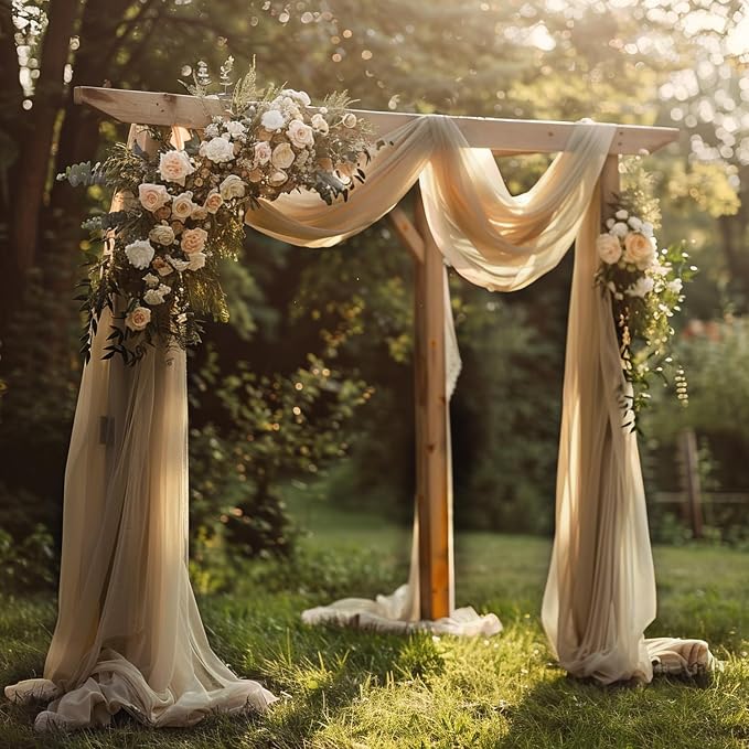 Wokceer Nude Wedding Arch Draping Fabric Backdrop Drapes Sheer 4 Panels - Image 7
