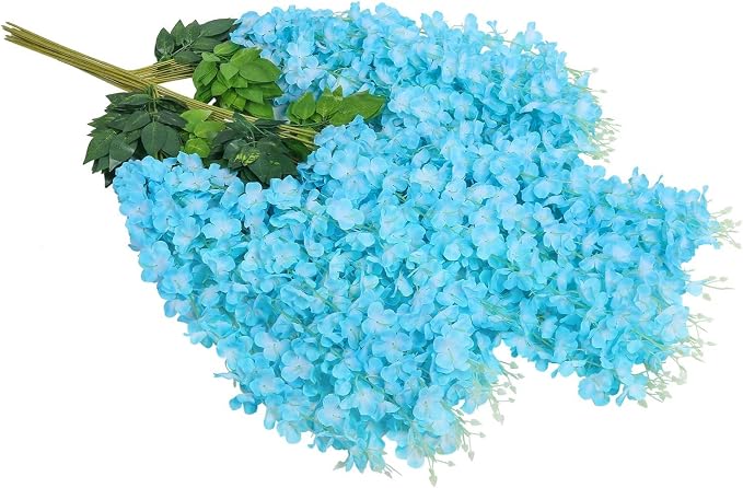 Pauwer Wisteria Hanging Flowers, 24pcs Artificial Wisteria, Blue | Garland Fake Flower, Vines Rattan Silk Flower String, Hanging Wedding Party Wall Decorations - Image 8