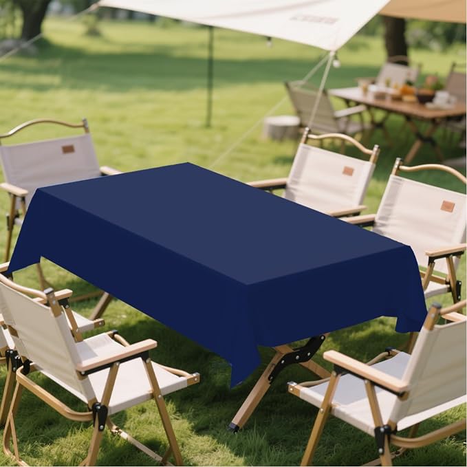 12 Pack Premium Navy Blue Plastic Table Cloth -70 * 120 Inch Round Tablecloth, Disposable Tablecloth Plastic Table Cover for Parties (12,Navy Blue,70"X120"Rectangle) - Image 7
