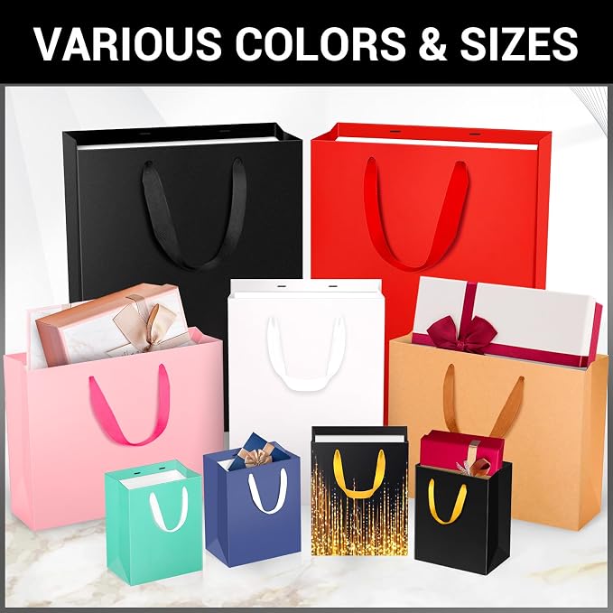 EUSOAR Large Pink Gift Bags, 3 Pack 16x6x12 inches Shopping Paper Bags with Handles Bulk, Retail Kraft Wrapping Paper Bag for Wedding, Craft Grocery, Boutique, Party Favor, Business - Image 7