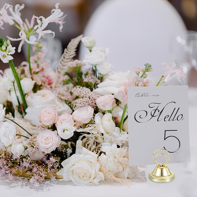 PATIKIL 24 Pack 1.57 Inch Table Number Holders, Weighted Base Place Card Holders Picture Stand Photo Sign Clips for Wedding Reception Restaurants, Silver - Image 6