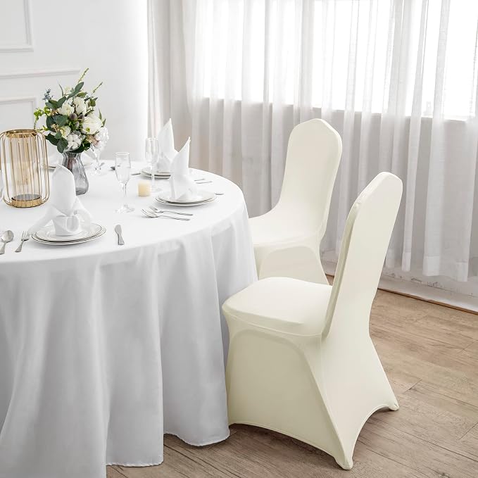 Spandex Chair Cover,25PCS,Chair Covers,Living Room Chair Covers,Removable Chair Cover Washable Protector Stretch Cover for Party, Banquet,Wedding Event,Hotel(Ivory) - Image 7