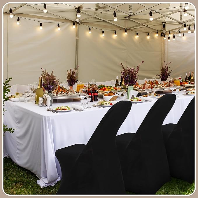 Newwiee 50 Pcs Spandex Chair Covers Bulk - Stretch Folding Flat Front Fitted Universal Chair Protector Pack Removable Washable for Wedding Party Dining Banquet Event (Black) - Image 6