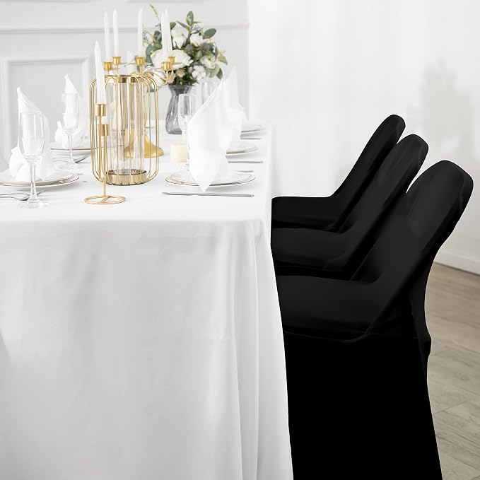 Spandex Chair Cover,50PCS,Living Room Folding Chair Covers,Removable Chair Covers Washable Protector Stretch Chair Cover for Party, Banquet,Wedding Event,Hotel(Black) - Image 7