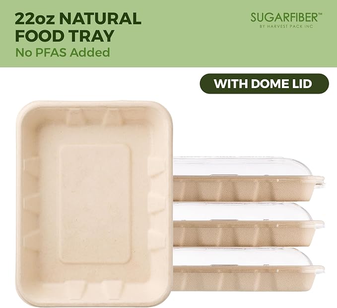 22 oz Compostable Disposable Paper Food Trays with Lids Natural, 100 SET | Heavy-Duty, Biodegradable, Serving, Bagasse, Microwave Safe, Eco-Friendly, Sugarcane, Plant Fibers,Sugarfiber,Crawfish Boil - Image 8