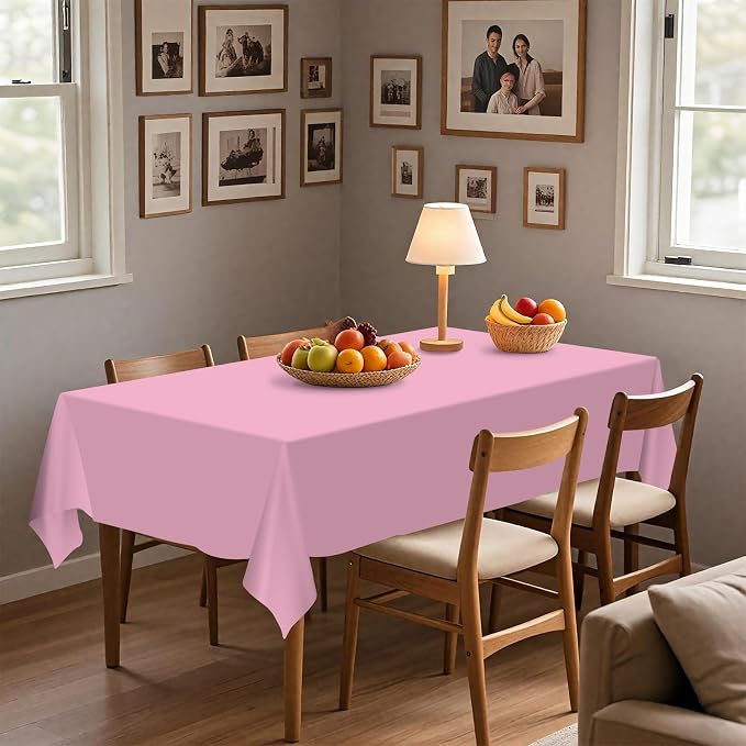 54IN X 320FT Plastic Table Cover Roll with Cutter Box, Cut to Size Plastic Table Cloths for Parties, Birthday, (Pink, 54"x3840"(Rectangular)) - Image 8