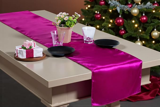 Satin Table Runners 12 x 108 Inch Long, Charmeuse Sateen Silk Runners Wedding Reception Birthday Graduation Engagement Party Hotel Restaurant Banquet Decoration-Magenta Violet - Image 7