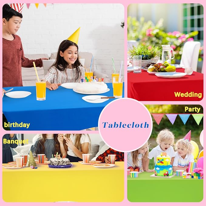 Preboun 6 Pcs Stretch Spandex Table Cover 6 Ft Rectangular Fitted Tablecloth Washable and Wrinkle Resistant Patio Table Cover Spandex Table Cloths 6 Ft for Event Wedding Banquet Parties, 6 Colors - Image 6
