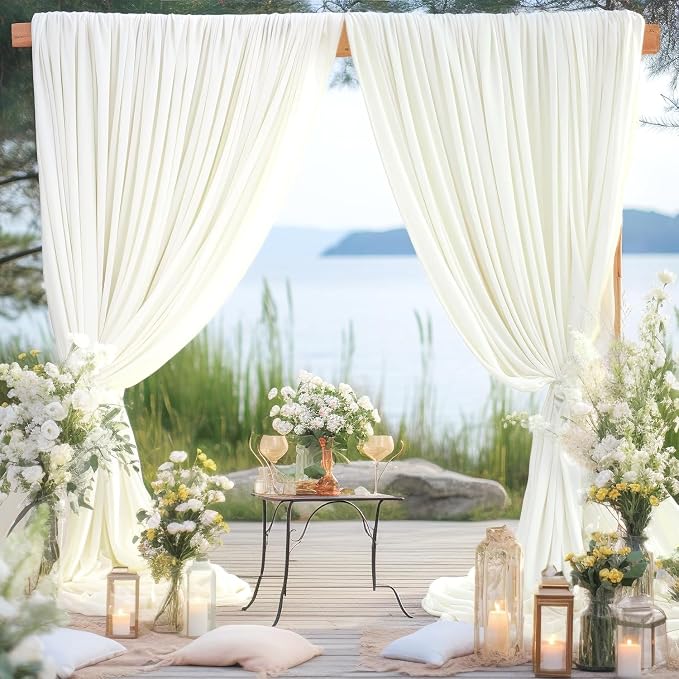 40x10ft Ivory Backdrop Curtains for Parties, 8 Panels 5x10ft Wrinkle-Free Polyester Background Curtains for Wedding, Birthday, Baby Shower,Graduation, Decorations - Image 8