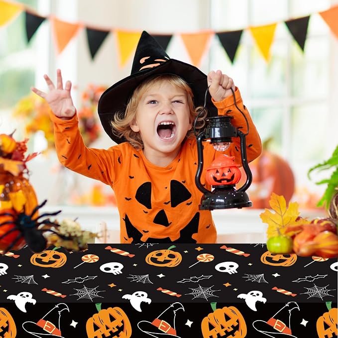 CXPSINC 54 Inch X 300 Feet Plastic Table Cover Roll Disposable Halloween Tablecloth with Slide Cutter Pumpkin Ghost Plistic Table Covers for Halloween Party Decorations(Pumpkin Ghost, 300 Feet) - Image 7