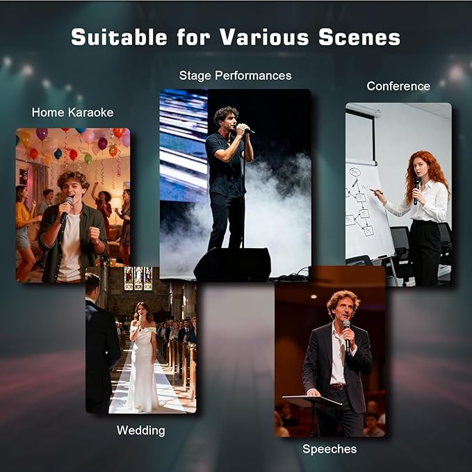 Wireless XLR Transmitter and Receiver UHF wireless microphone adapter for 164ft Range 8-Hours Battery wireless mic adapter for Condenser, Dynamic Mics, Mixer,PA System