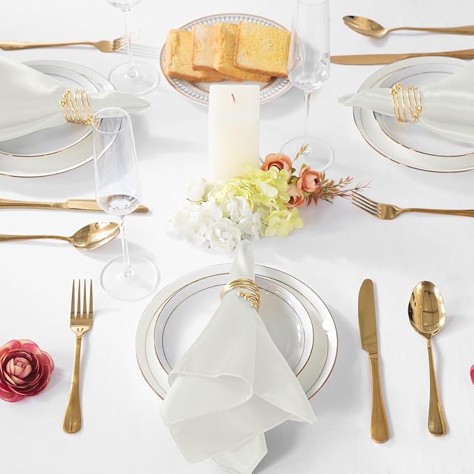 MILVOWOC 72 Pack Square White Satin Napkins 20 x 20 Inch | Soft Silk Dinner Napkins, Smooth Decorative Table Napkins, Washable & Reusable Cloth Napkins - Image 7