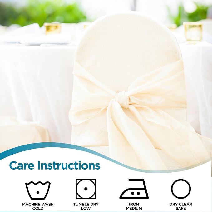 Leading Linens 200 pcs Ivory Polyester Banquet Chair Covers | Durable polyester chair covers, perfect for weddings, receptions, banquets, & parties. Washable, removable slipcover fit. - Image 9
