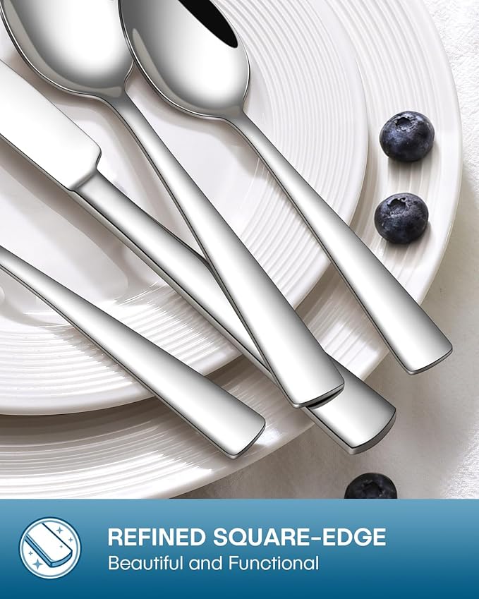 Stapava 30 Piece Silverware Set, Food-Grade Stainless Steel Flatware Sets for 6 Mirror Polished Cutlery Utensil Sets Include Dinner Knives Spoons and Forks Set Dishwasher Safe for Home Restaurant